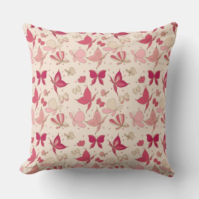 butterfly pattern throw pillow (Front)