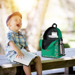 Butterfly pattern turquoise purple green name printed backpack
