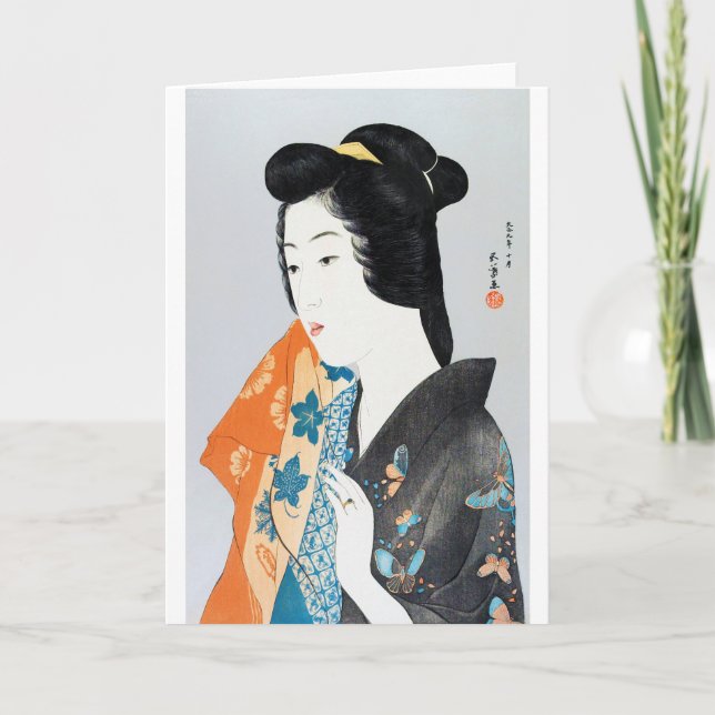 Butterfly-patterned Kimono, Goyō Hashiguchi Card (Front)