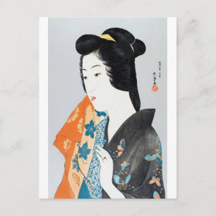 Butterfly-patterned Kimono, Goyō Hashiguchi Postcard