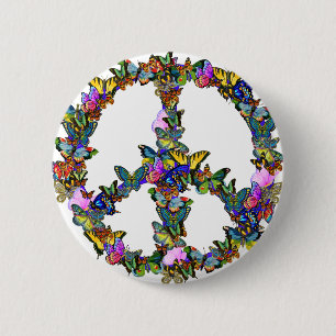 Butterfly Peace Symbol 2 Inch Round Button