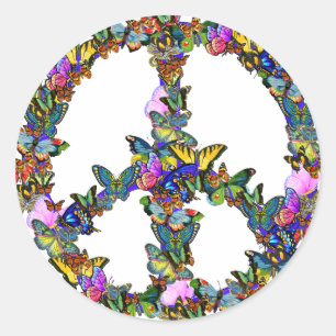 Butterfly Peace Symbol Classic Round Sticker