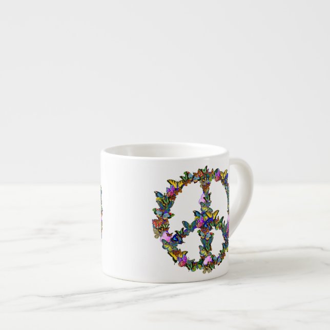 Butterfly Peace Symbol Espresso Cup (Front Right)