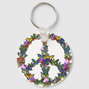 Butterfly Peace Symbol Keychain
