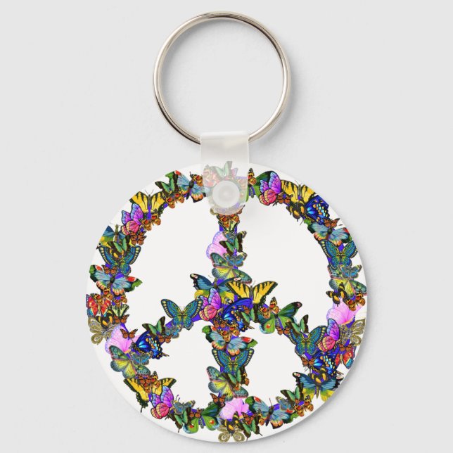 Butterfly Peace Symbol Keychain (Front)