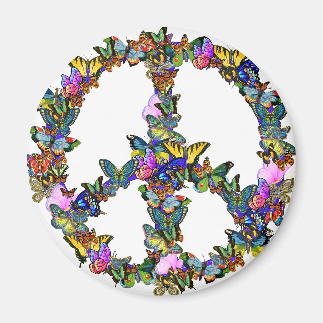 Butterfly Peace Symbol Magnet (Front)