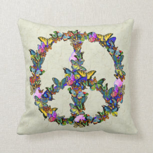 Butterfly Peace Symbol Throw Pillow