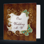 Butterfly peacock wedding recipe 1.5" binder<br><div class="desc">Elegant, classy and stylish peacock coloured butterflies in shades of aqua blue, red and teal have a golden flourish swirl surrounding them and are set against a background that may be changed to any colour of your choice. BACKGROUND COLOR - If you do change it to another colour, the font...</div>