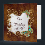 Butterfly peacock wedding recipe 1.5" binder<br><div class="desc">Elegant, classy and stylish peacock coloured butterflies in shades of aqua blue, red and teal have a golden flourish swirl surrounding them and are set against a background that may be changed to any colour of your choice. BACKGROUND COLOR - If you do change it to another colour, the font...</div>