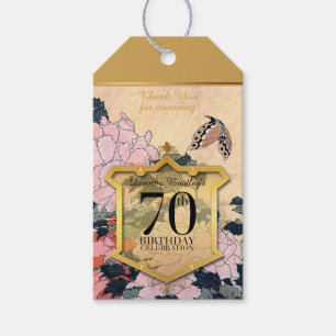 Butterfly Peonies 70th Birthday Thank You GTag Gift Tags