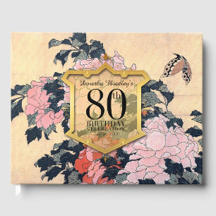 Butterfly Peonies 80th Birthday Celebration Guest  Book