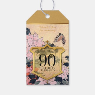 Butterfly Peonies 90th Birthday Thank You GTag Gift Tags