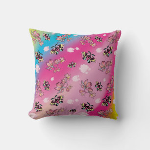 Butterfly peony throw pillow