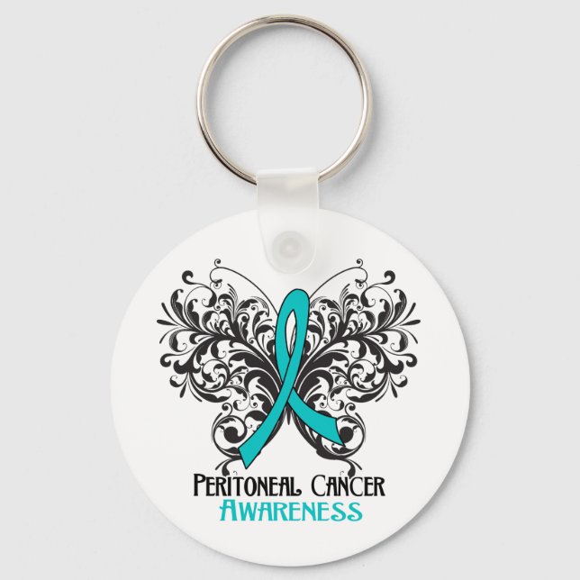 Butterfly Peritoneal Cancer Awareness Keychain (Front)
