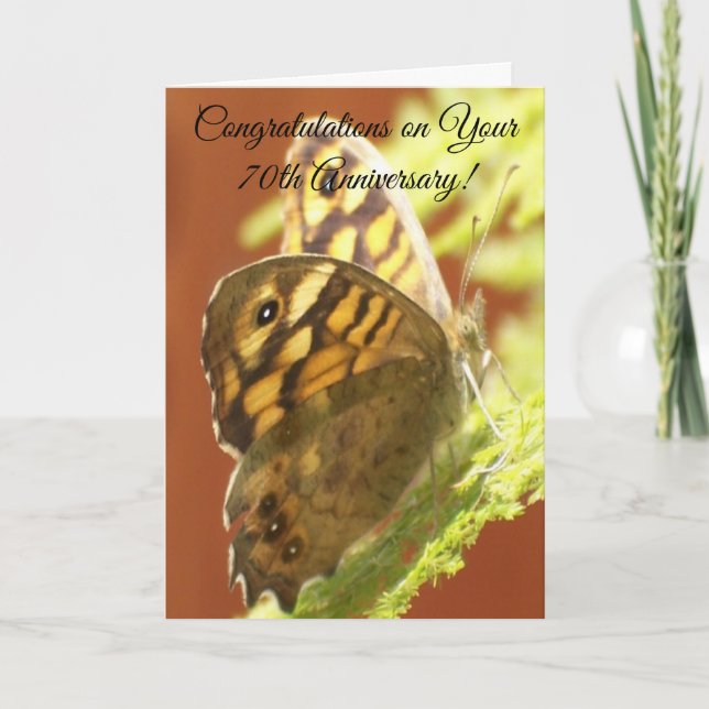 Butterfly Personalised 70th Wedding Anniversary Card (Front)