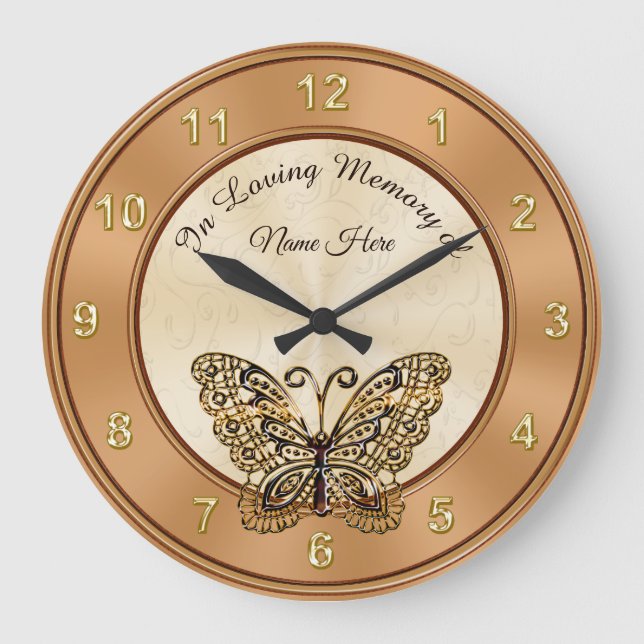 Butterfly Personalized In Loving Memory Gifts Large Clock (Front)