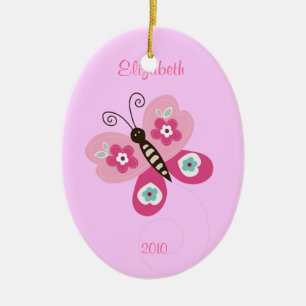 BUTTERFLY Personalized Name Christmas Ornament