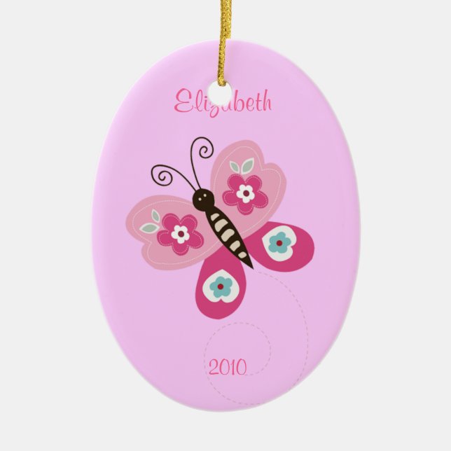 BUTTERFLY Personalized Name Christmas Ornament (Front)
