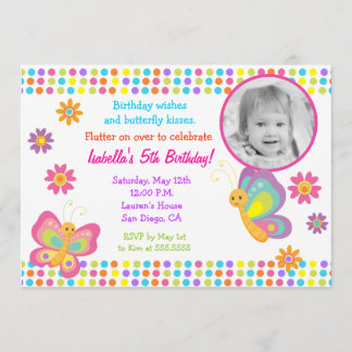 Butterfly Photo Birthday Invitation