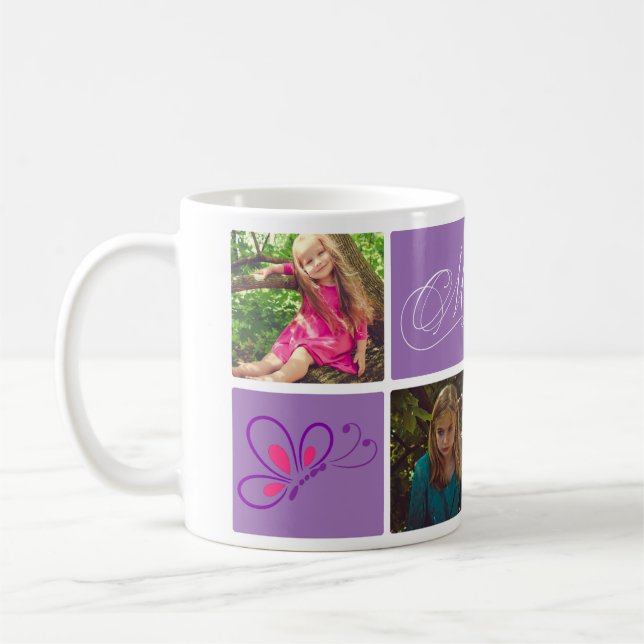 Butterfly Photo Collage Gift for Mom Mother's Day Coffee Mug (Left)