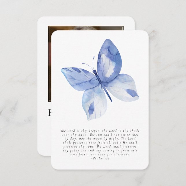 Butterfly Photo Funeral Prayer Card (Front/Back)