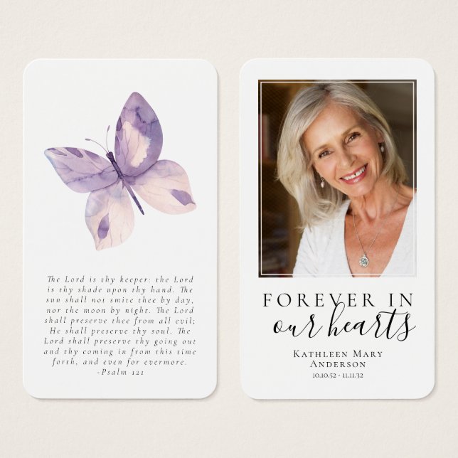 Butterfly Photo Remembrance Prayer Card (Front & Back)