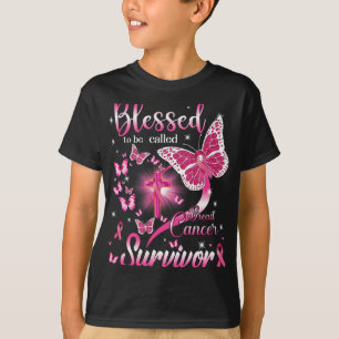 Butterfly Pink Blessed To Be Called Breast Cancer  T-Shirt