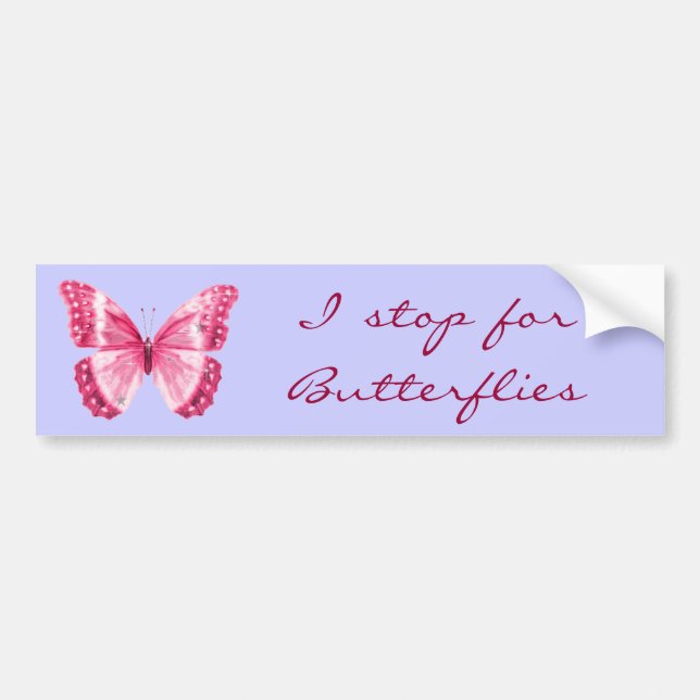 Butterfly Pink Bumper Sticker (Front)