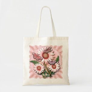 Butterfly Pink Daisies Tote Bag