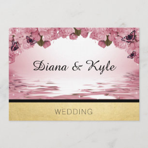 Butterfly Pink Gold Wedding Template Invitation