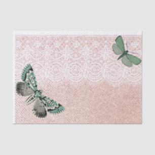 Butterfly Pink Lace Decoupage  Tissue Paper