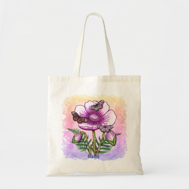 Butterfly Pink Poppy  Tote Bag (Front)