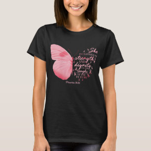 Butterfly Pink Ribbon Breast Cancer Religious Wome T-Shirt