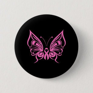 Butterfly Pink Ribbon Cute Breast Cancer 2 Inch Round Button