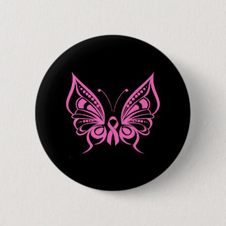 Butterfly Pink Ribbon Cute Breast Cancer 2 Inch Round Button