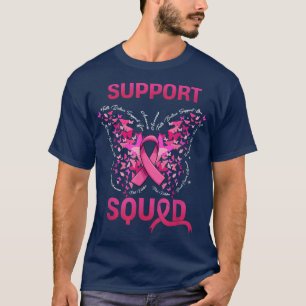 Butterfly Pink Ribbon Support Squad Breast Cancer T-Shirt