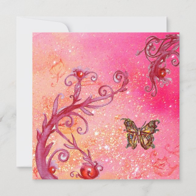 BUTTERFLY,PINK SPARKLES Elegant Wedding Party Invitation (Front)