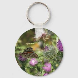 Butterfly Pink Thorn Photo  Key Ring