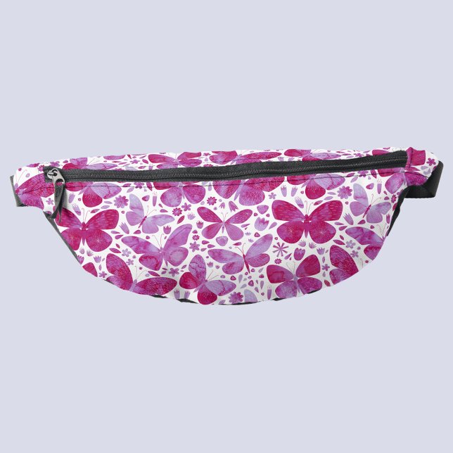 Butterfly Pink Watercolor Fanny Pack (Pink butterfly watercolor pattern fanny pack)