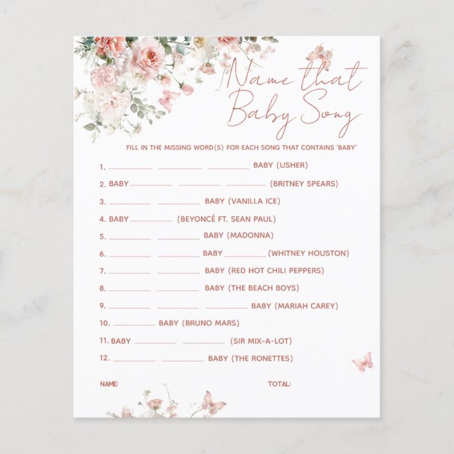 Butterfly Pink What's on Your Phone Baby Shower (Front)