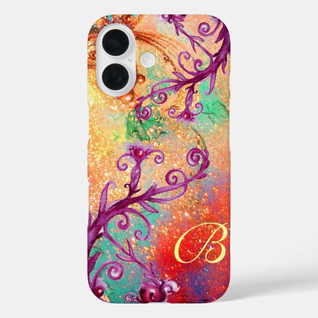 BUTTERFLY PLANT / MAGIC SWIRLS IN SPARKLE MONOGRAM Case-Mate iPhone CASE (Back)