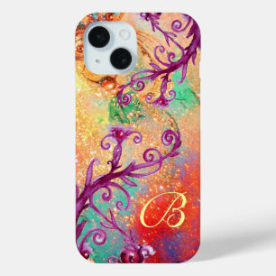 BUTTERFLY PLANT,MAGIC SWIRLS IN SPARKLES MONOGRAM iPhone 15 CASE