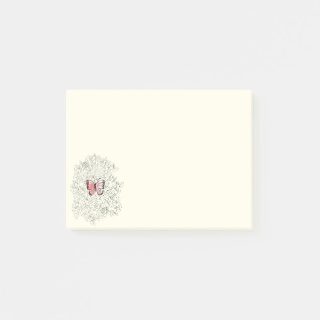 Butterfly Post it Notes with Roses (Front)