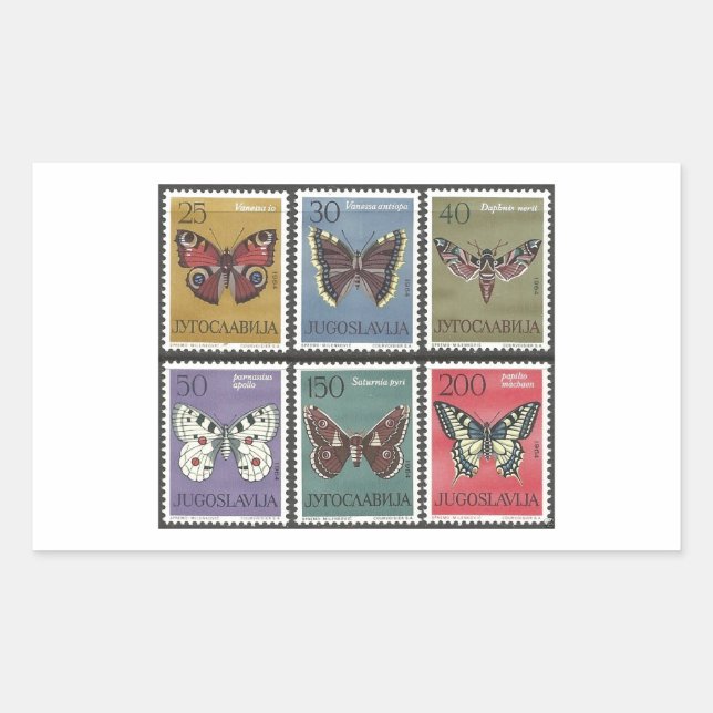 Butterfly Postage Stamps Sticker (Front)