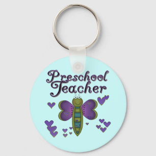 Butterfly Preschool Teacher Tshirts and Gifts Keychain