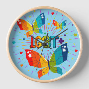 Butterfly Pride Love is Love LGBT Awareness Clock