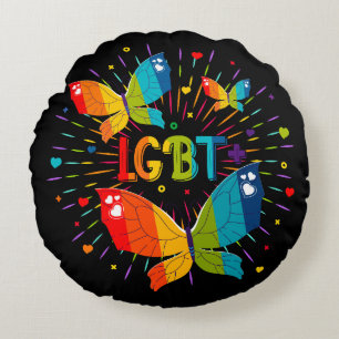 Butterfly Pride Love is Love LGBT Awareness Round Pillow