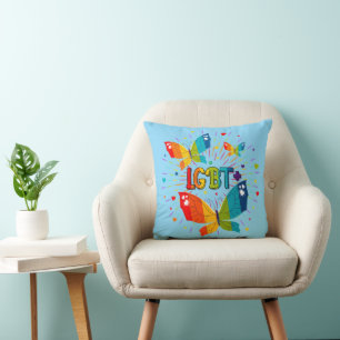Butterfly Pride Love is Love LGBT Awareness Throw Pillow
