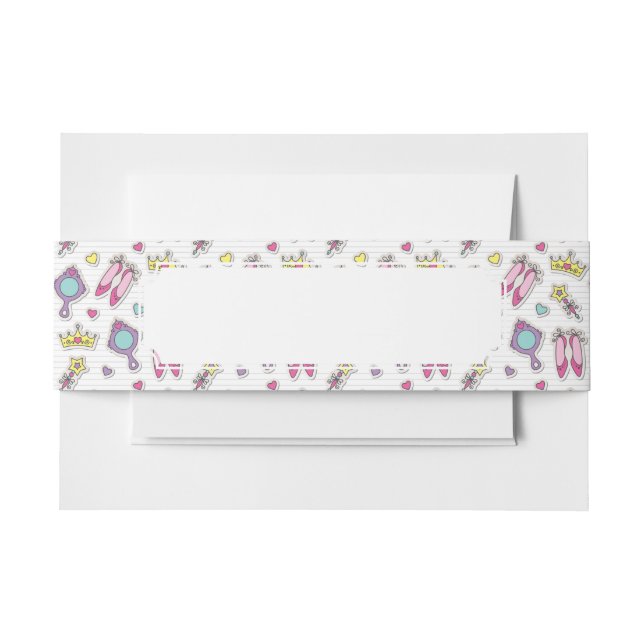 butterfly princess pattern invitation belly band (Front Example)