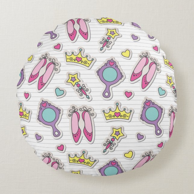 butterfly princess pattern round pillow (Front)